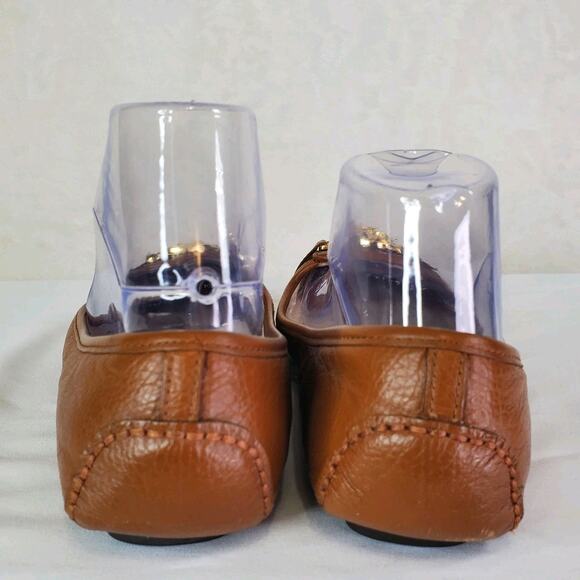 Michael Kors Fulton Moc Ballet Flat Shoes Sz 9M Saffiano Leather Tan Slip On - Picture 6 of 15